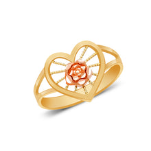 Ioka Jewelry - 14K Two Tone Solid Gold Flower Ring